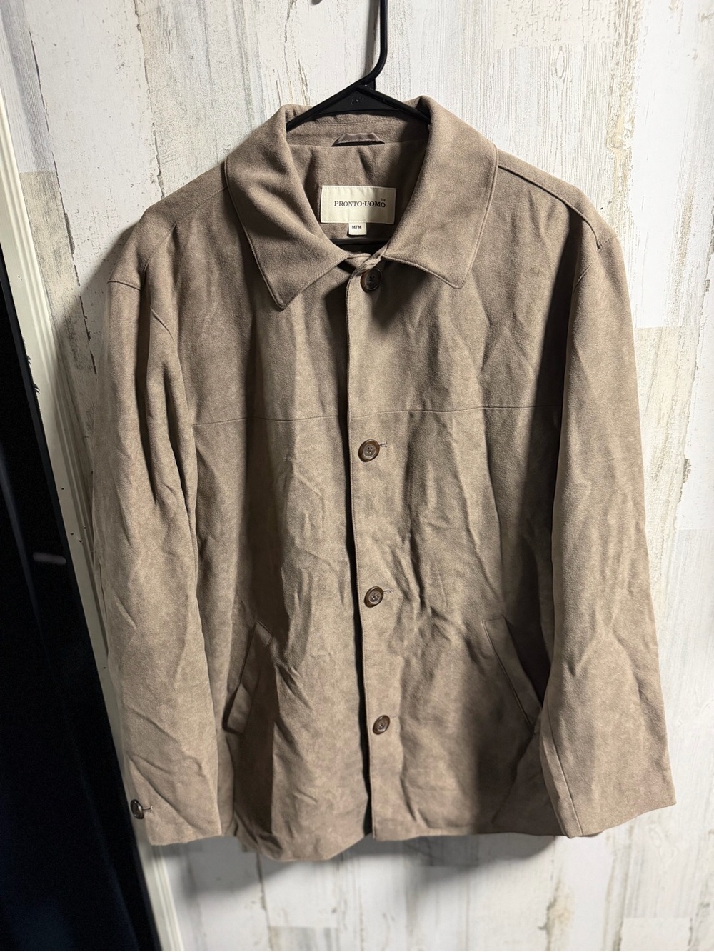 PRONTO-UOMO Men's Overshirt Jacket faux Suede in Brown Size Medium Like New